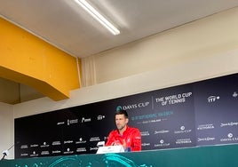 Novack Djokovic en rueda de prensa.