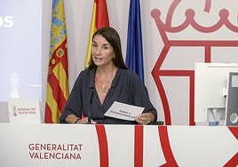 Ruth Merino, en una rueda de prensa posterior al pleno del Consell.