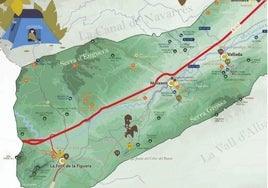 Mapa de parte de la Costera por donde discurrirán las rutas.