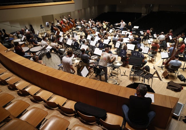 Imagen del ensayo de la Orquesta de Valencia para el concierto de este jueves 5 de octubre.