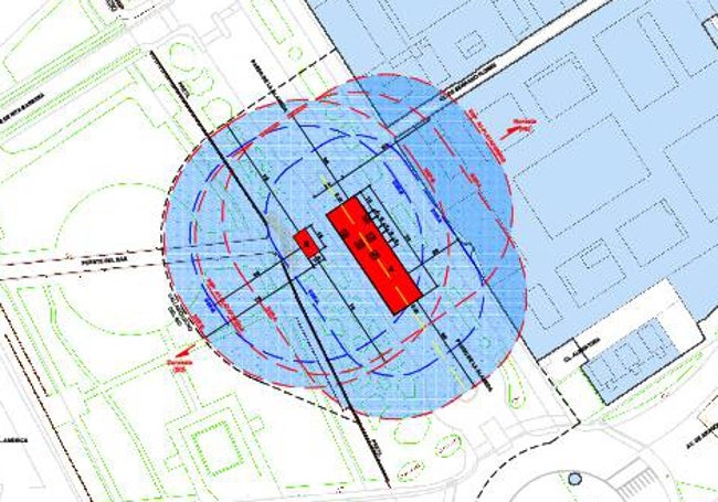 Ubicación de la zona de disparo del castillo.