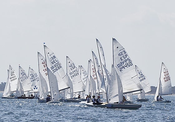 Embarcaciones de snipe durante una regata.