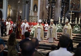 Parlamento del arzobispo de Valencia, Enrique Benavent, junto a los arzobispos de Segorbe-Castellón, Casimiro López, y el arzobispo de Orihuela-Alicante, José Ignacio Murilla.