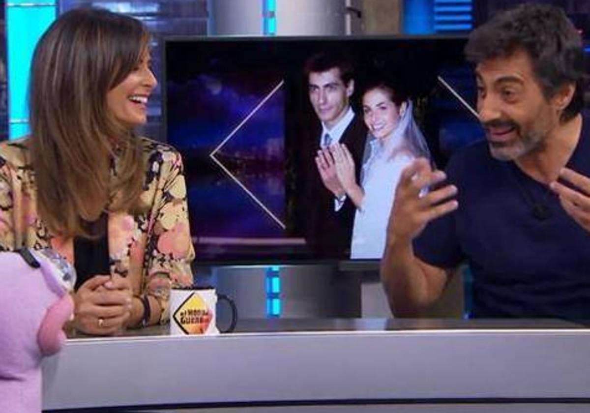 La presentadora Nuria Roca y el escritor Juan del Val en El Hormiguero.