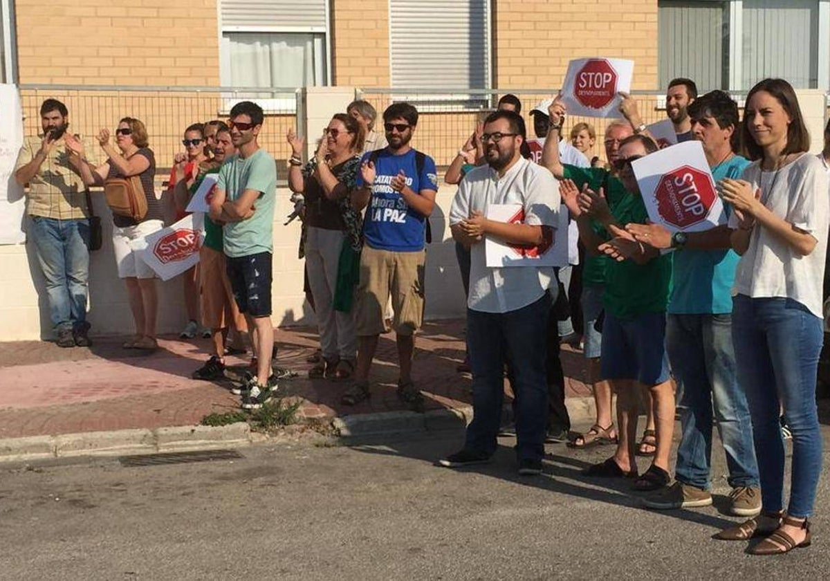 Morant, durante la protesta por el desalojo.