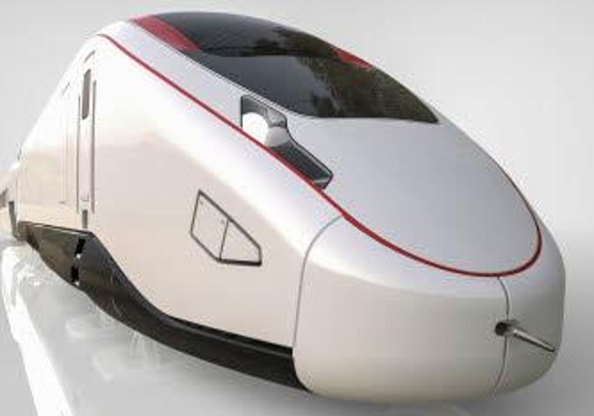 Un tren AVE del modelo AVRIL fabricado por Talgo.