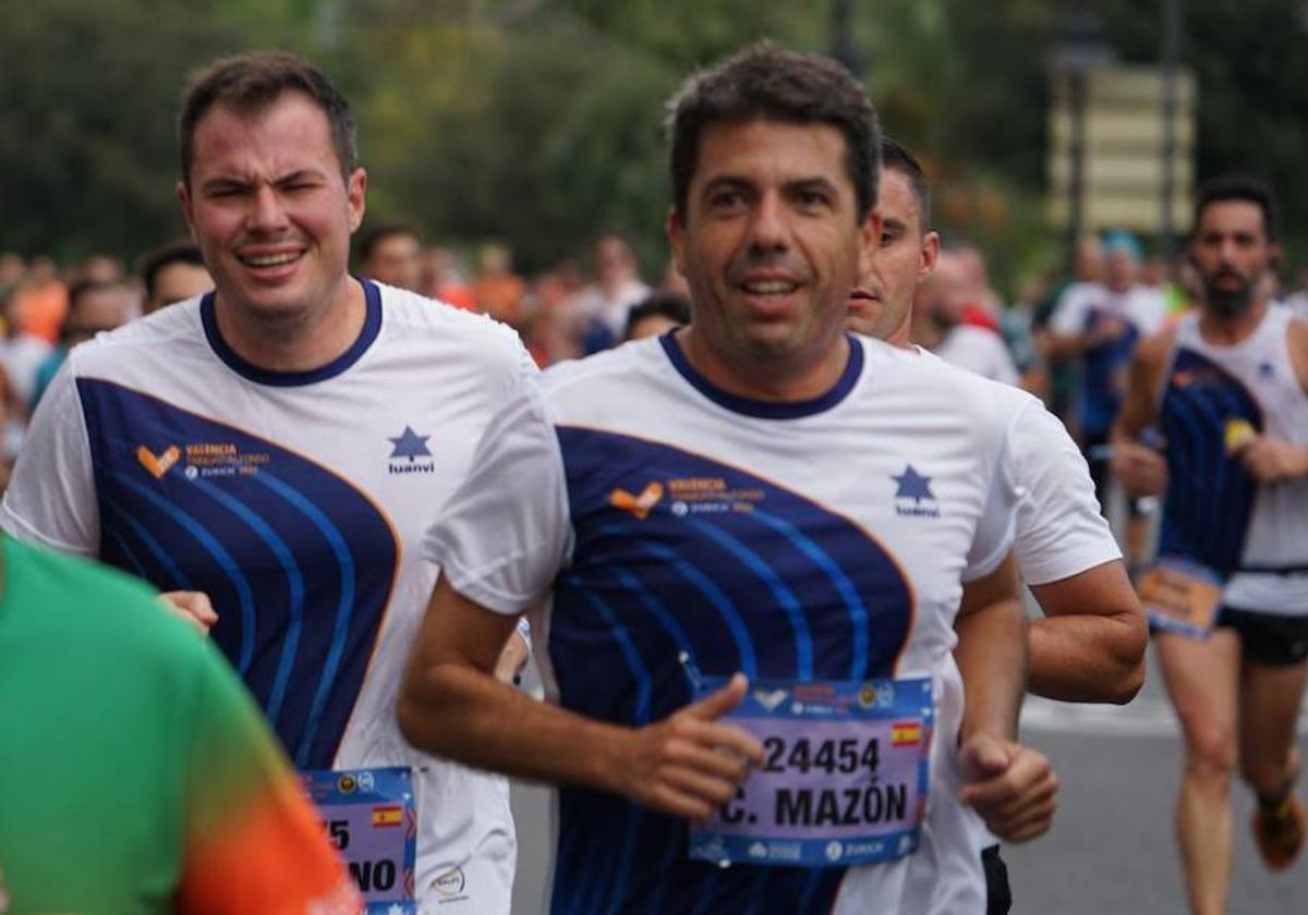 Carlos Mazón, durante el Medio Maratón de Valencia.