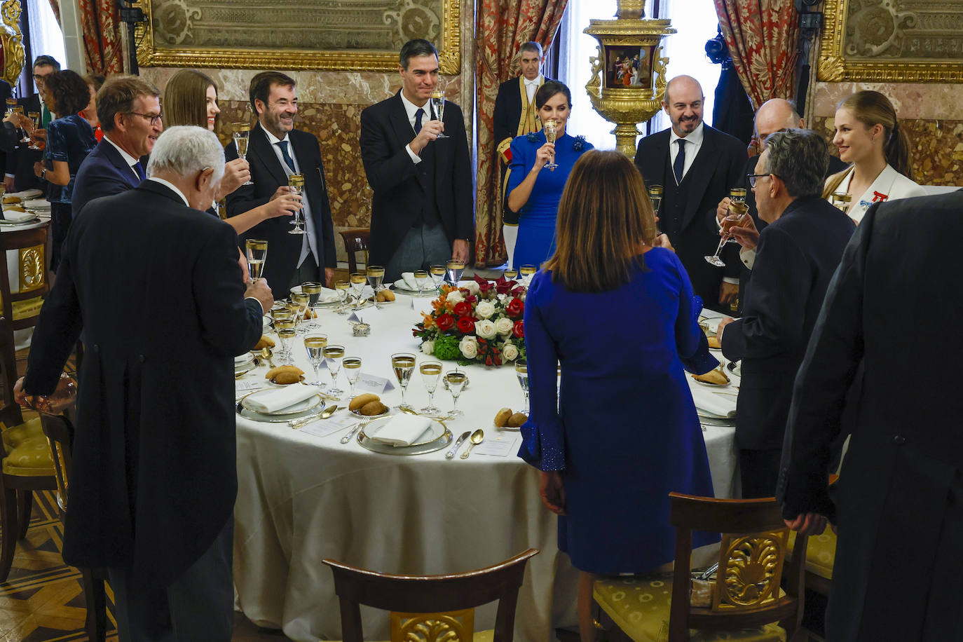 Brindis durante la comida en el Palacio Real