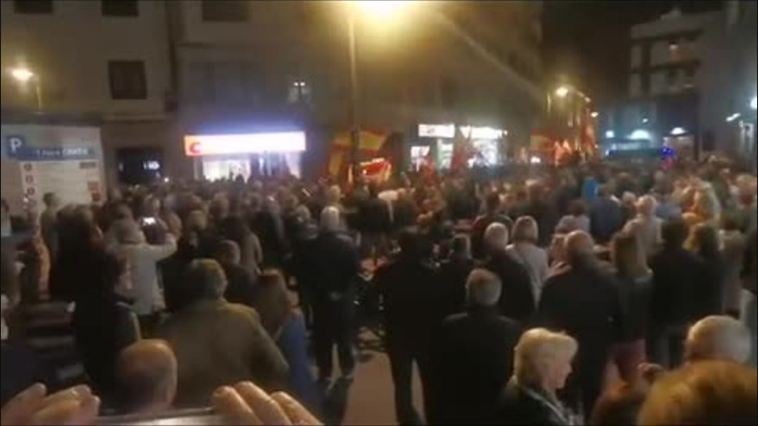 Protestas en la sede del PSPV en Valencia.