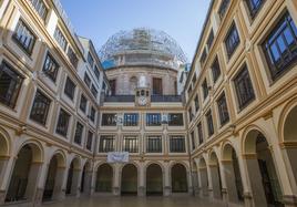 Imagen de la cúpula en pleno proceso de restauración.