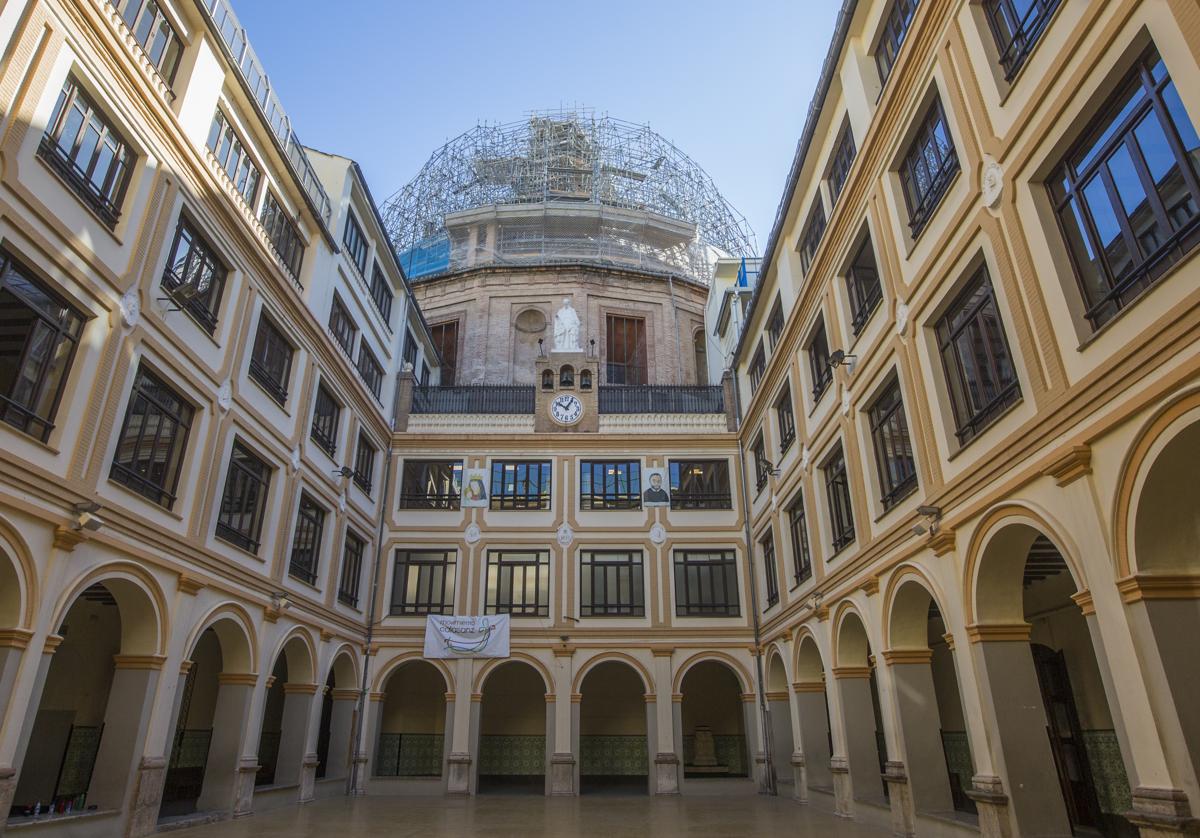 Imagen de la cúpula en pleno proceso de restauración.