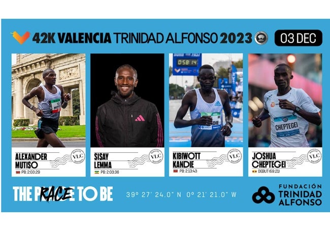 Parte de la élite masculina que participa en el Maratón.