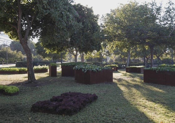 El jardín que también es huerto y que bajo el título 'Esto nos salvará' se ha instalado en Valencia.