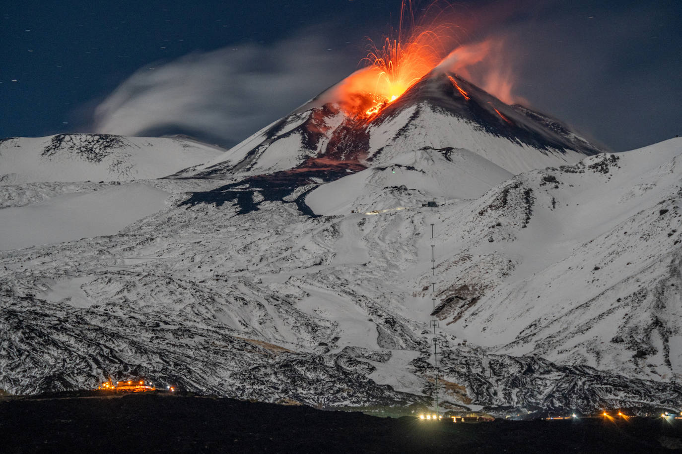 La llamativa erupción del volcán Etna