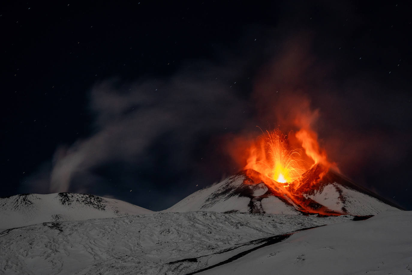 La llamativa erupción del volcán Etna