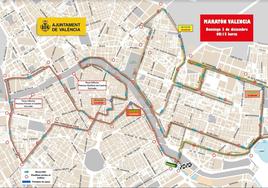 Plano del recorrido del Maratón de Valencia 2023.