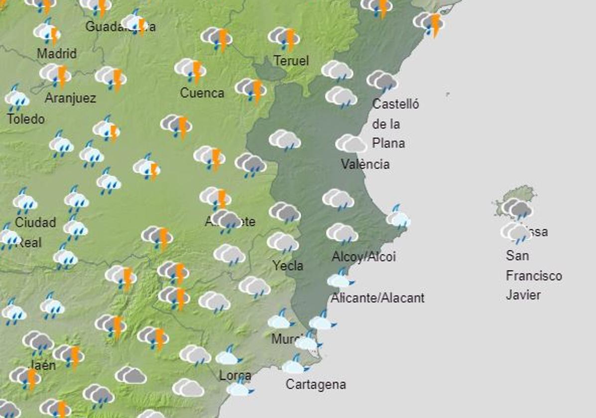 Mapa previsto para el viernes 8 de diciembre.