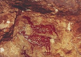 Pinturas en la Cueva de la Araña de Bicorp.