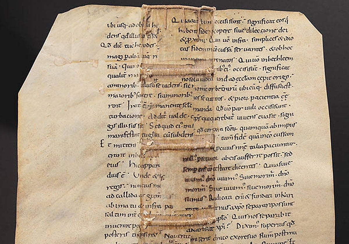 Fragmento del manuscrito del siglo XI hallado en la Biblioteca Histórica de la Universitat de València.