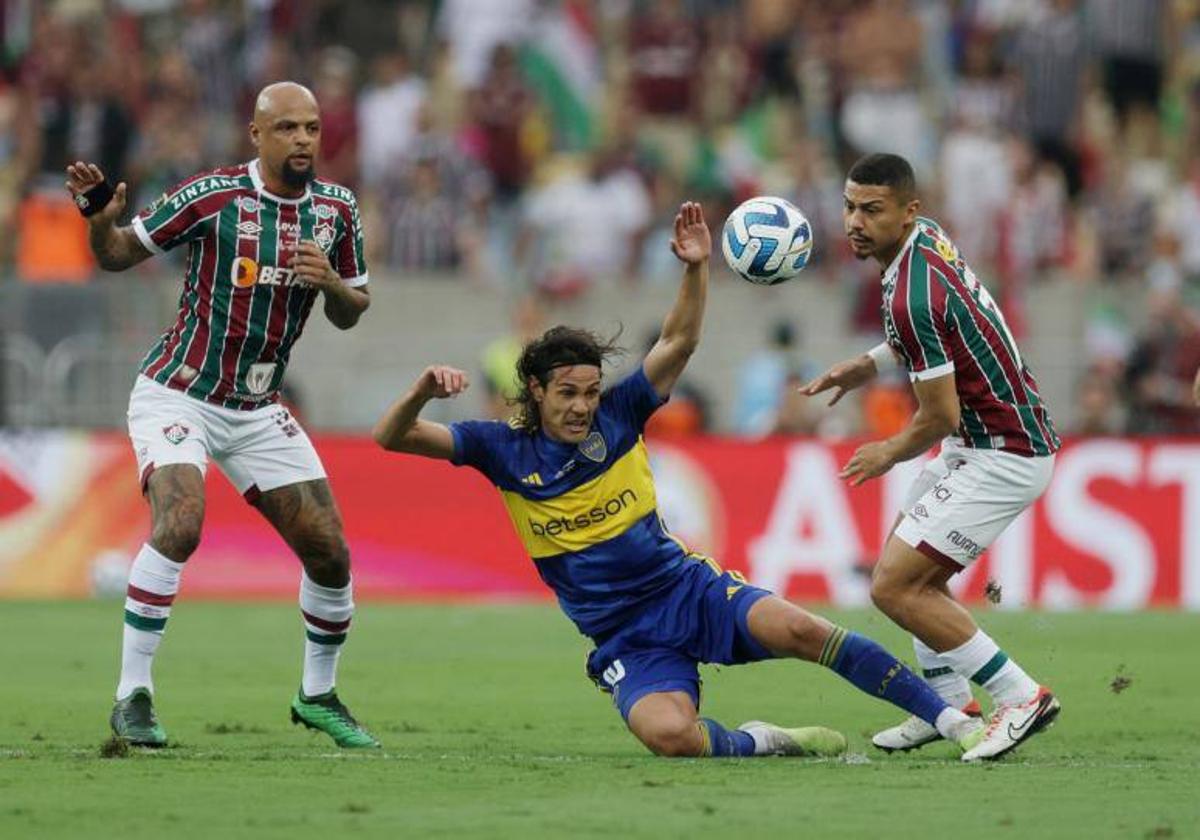 Cavani, en la final de la Copa Libertadores.