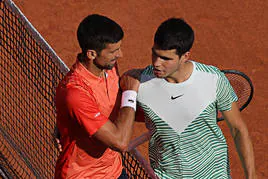Novak Djokovic y Carlos Alcaraz, en una imagen de archivo.