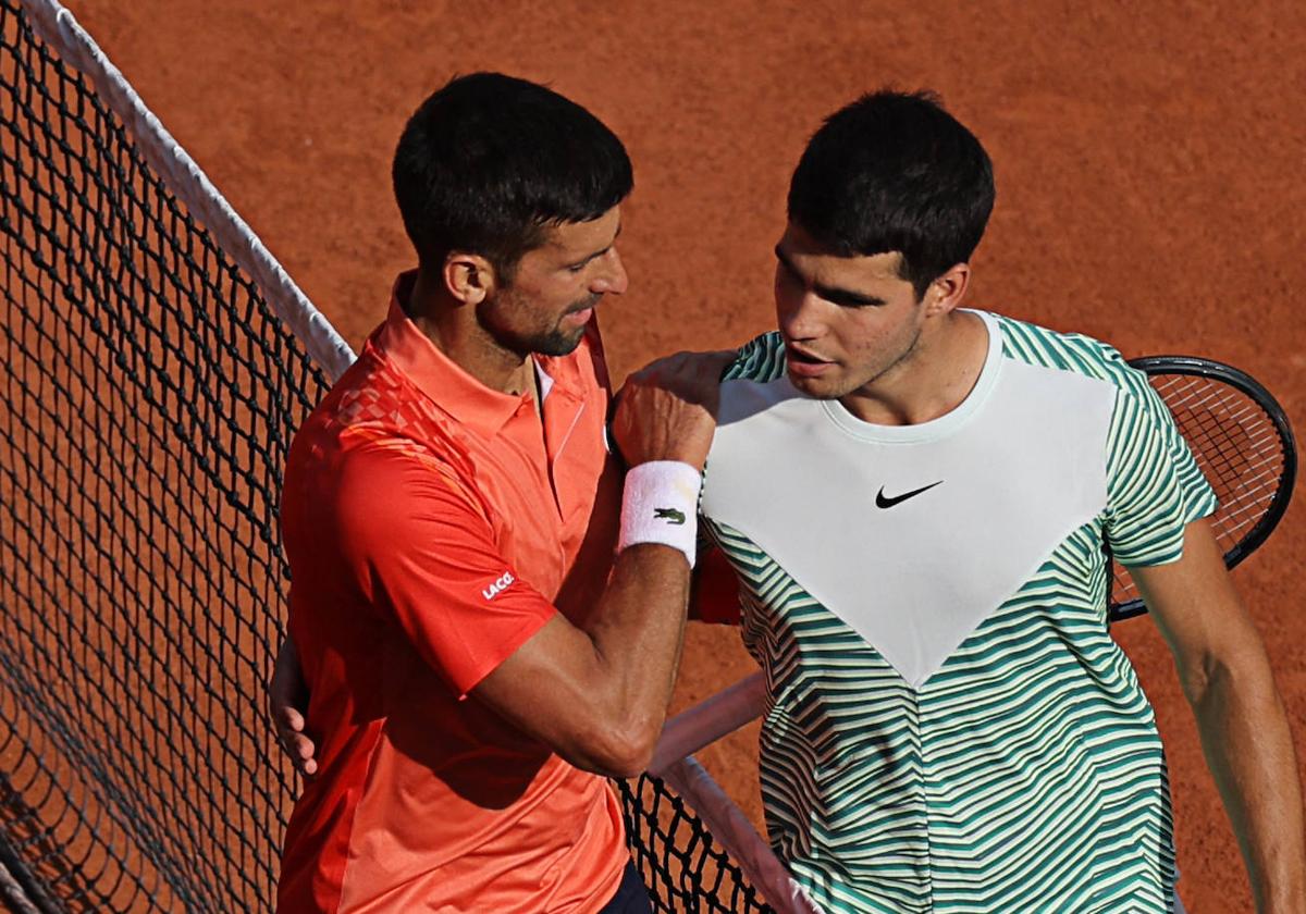 Novak Djokovic y Carlos Alcaraz, en una imagen de archivo.