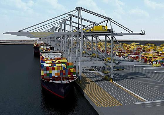 Recreación de cómo será la nueva terminal de contenedores.