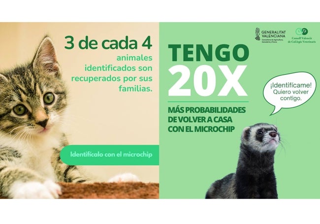 Campaña 'Identifícalo' puesta en marcha por la Generalitat y el Consell Valencià de Col.legis Veterinaris.