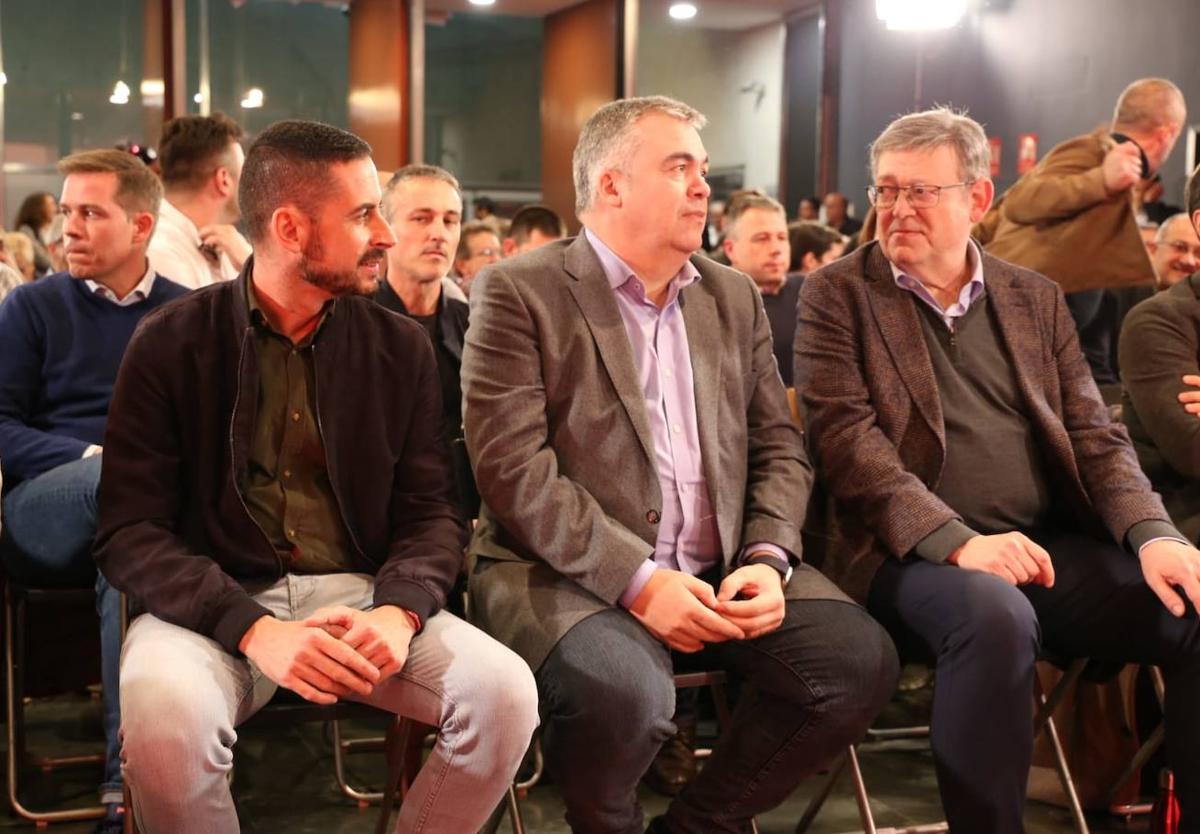 Bielsa, Cerdán y Puig, este viernes en el acto 'la força del municipalista' organizado por el PSPV de la provincia de Valencia.