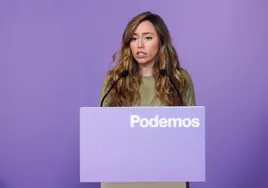 María Teresa Pérez en la sede de Podemos en Madrid.