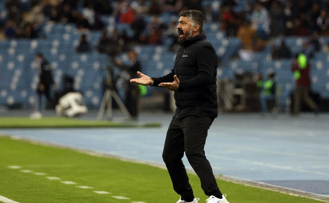 Gennaro Gattuso, muy activo durante el partido de Supercopa contra el Real Madrid. 