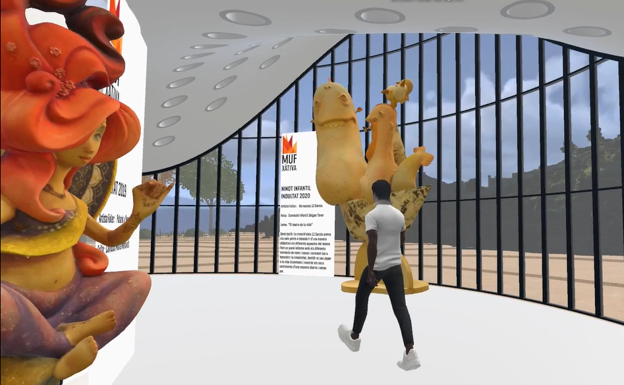 Recreación del recorrido virtual por el Museo Fallero de Xàtiva. 