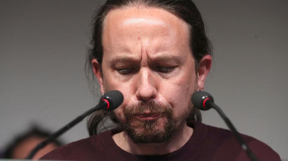 Pablo Iglesias anuncia su marcha de la política en la noche electoral del 4-M de 2021 en Madrid.