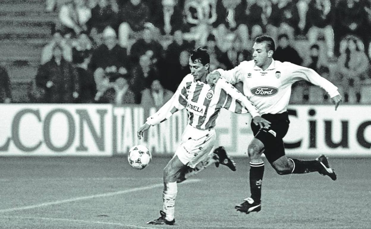 Pepe Gálvez, en la noche en la que hizo tres goles en Zorrilla.