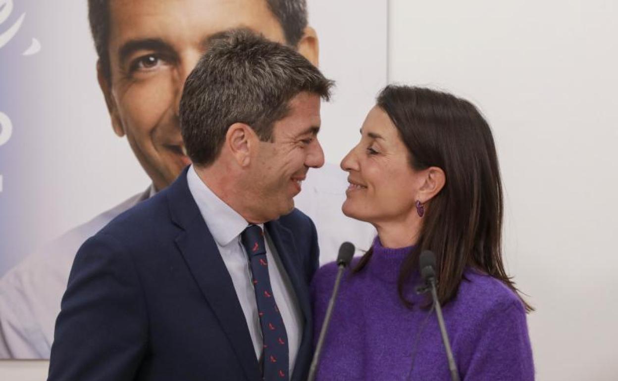 Carlos Mazón y Ruth Merino, en la sede del PP en Valencia. 