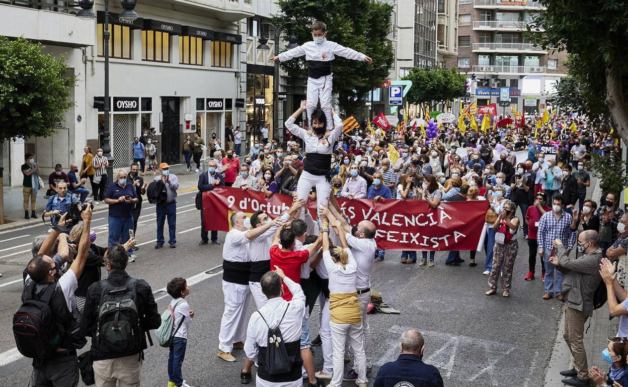 Manifestación vespertina del 9 d'Octubre de 2021. 