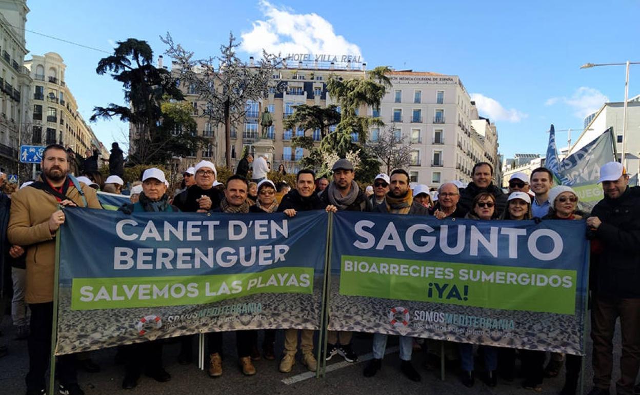 Representación de Canet y Sagunto en la reciente manifestación en Madrid. 