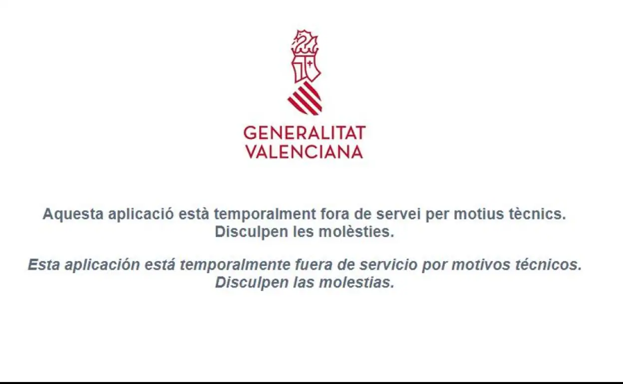 Mensaje que devuelve cualquier consulta a los servicios online de GVA. 