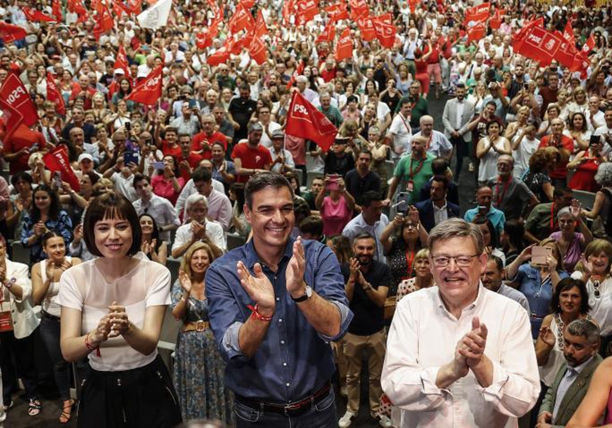 Morant, Sánchez y Puig, durante un acto en la campaña de las últimas generales.