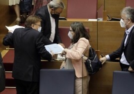 El expresidente Puig (PSPV) y los vicepresidentes Oltra (Compromís) e Illueca (Podemos)