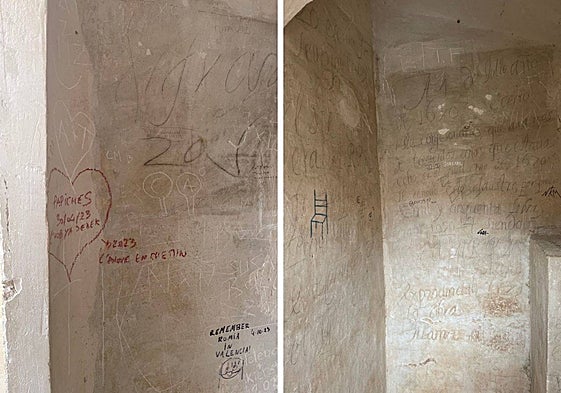 Los daños en los confesionarios del claustro gótico del Centro del Carmen de Valencia.