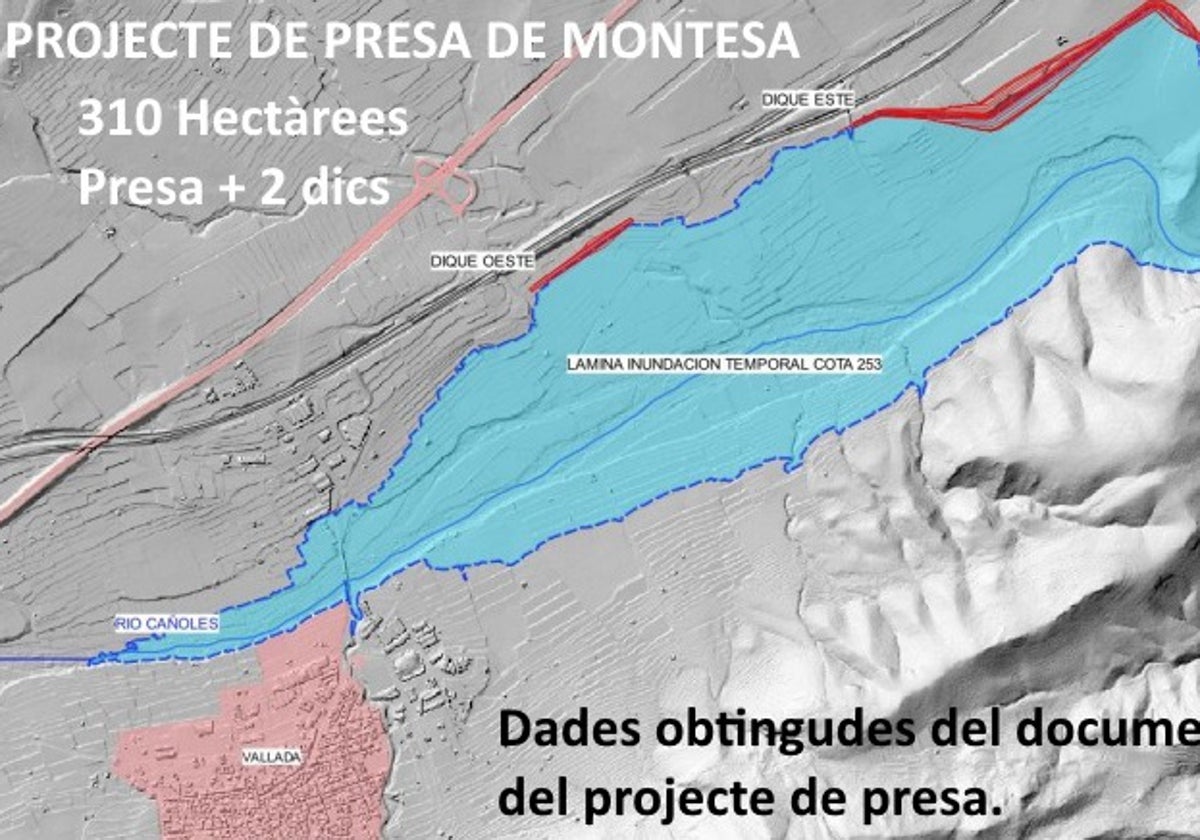 Imagen de la futura presa de Montesa, según el proyecto presentado.