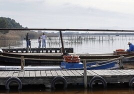 Barcas en el embarcadero de la gola de Pujol.