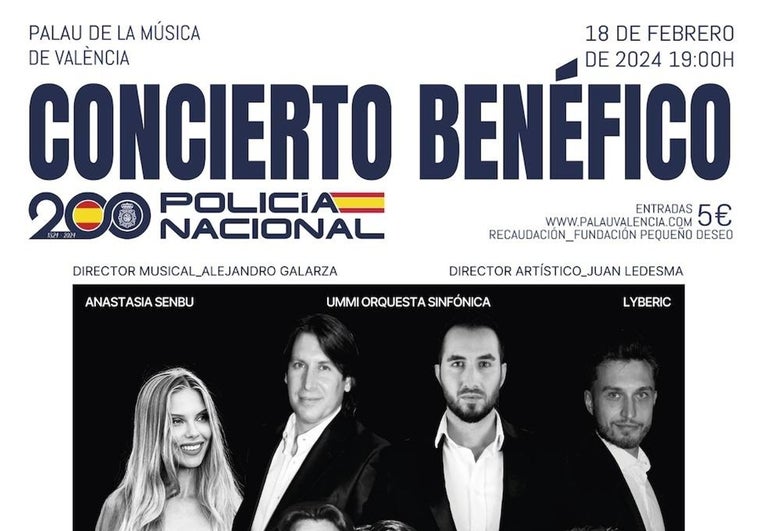 El cartel del concierto benéfico organizado por la Policía Nacional.