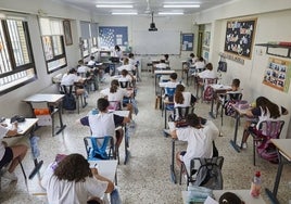 Aula en un centro escolar de Valencia.