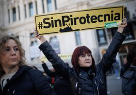 Protesta contra la mascletà en Madrid