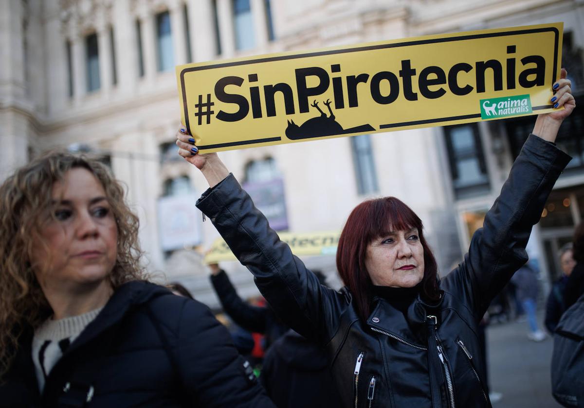 Protesta contra la mascletà en Madrid