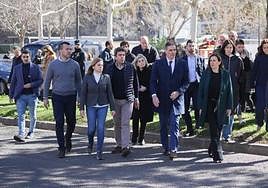 Catalá, Mazón, Sánchez y varios altos cargos en el lugar de la tragedia.