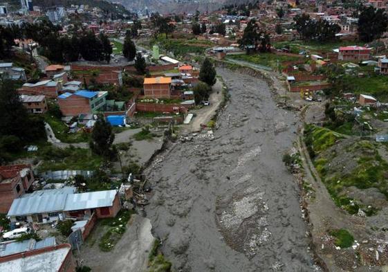Vista áerea de los destrozos ocasionados por las fuertes lluvias en Bolivia