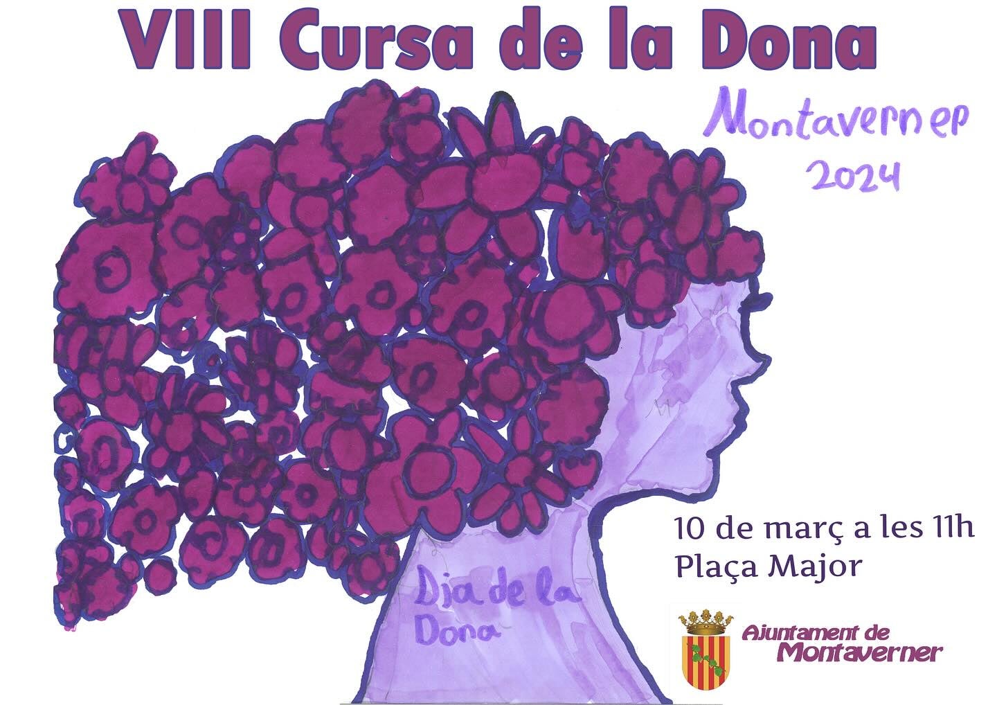 Cartel de la carrera con motivo del Día de la Mujer que se celebra en Montaverner.